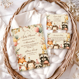 Cartão De Informações Chá de fraldas de Animais do Partido Woodland