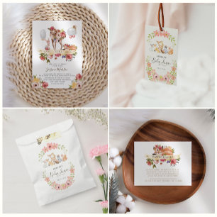 Convite para Chá de fraldas de Animais da Floresta