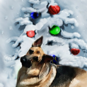 Cartão De Festividades Presentes de Natal de german shepherd