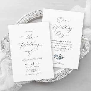 Convite Casamento Dusty Blue Watercolor