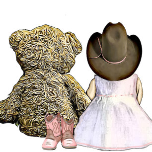 Convite Lil' Cowgirl e Teddy Bear   Chá de fraldas rosa