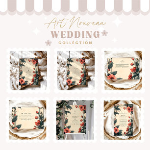 Convite Art Nouveau Vintage Casamento Floral