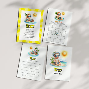 Cartão De Agradecimento Menino da Praia Tropical Aqui Vem o Sol Chá de Beb