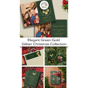 Convite Festa de Natal Elegante Green Dourada Wreath