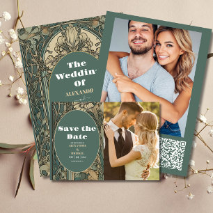 Reserve A Data Foto Vintage Floral Art Nouveau Casamento