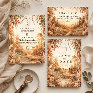 Cartão De Agradecimento Casamento Encantado Boho Floresta