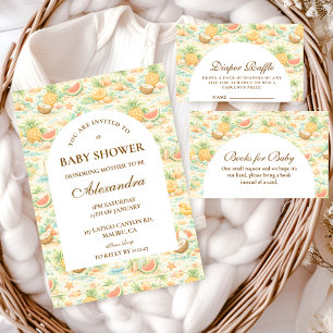 Convite Chá de Bebê de Frutas Tropicais da Costa