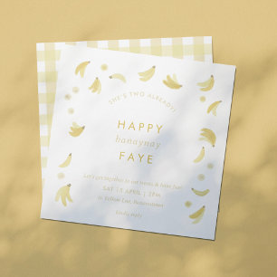 Convite Amarelo vamos Bananas Aniversário Tema do Partido 