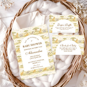 Convite Animais de Safari Suaves  Chã de Bebê