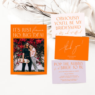 Convite Púrpura Mínima Moderna E Casamento Laranja Vibrant