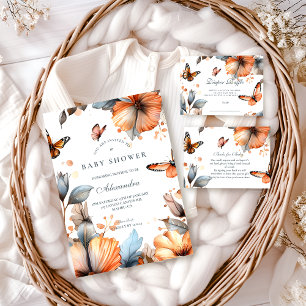 Convite Chuva de Borboletas em Aquarela Baby Shower