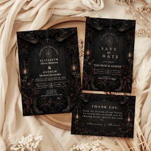 Convite Casamento Country Goth Sombrio