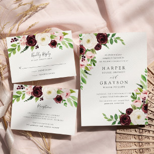 Cartão de Envio da Recepção de Casamento Blush Rom