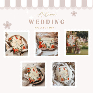 Cartão RSVP Casamento Floral Rustic Orange