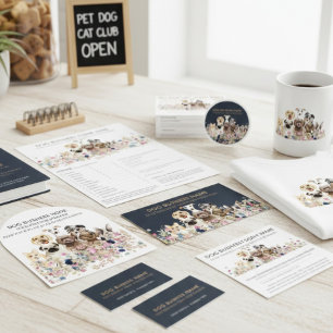 Cartão De Visita Marinho Brown Online Dog Walking Service Boutique 