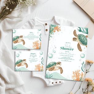 Convite Chá de fraldas de Tartaruga do Mar de Cáudia