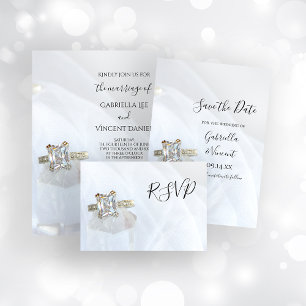 RSVP de Casamento de Cristal do Anel de Diamante Q