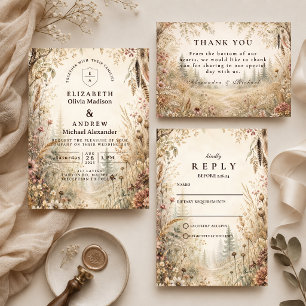 Cartão De Agradecimento Casamento Florestal Boho Caprichoso
