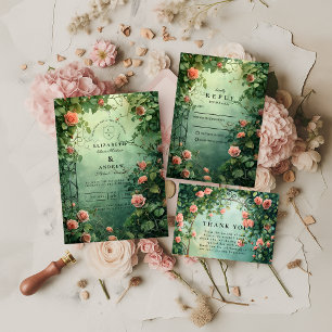 Convite Portão de Casamento do Jardim de Rosas Encantado