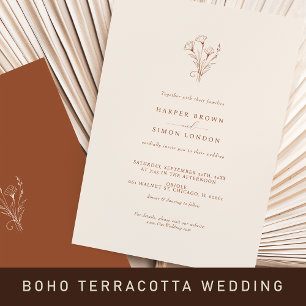 Convite Boho Minimalista Terracotta Wedding