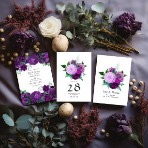 Convite Código QR de Casamento Floral Puro e Verde Rsvp