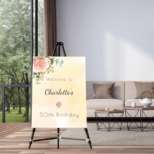 Convite 50.o aniversário de ouro floral rosa eucalipto ver