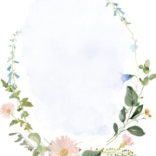 Convite Chá de casamento de flores silvestres de cor azul-