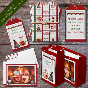 Festividades Cartão de Natal Plano Gnome Festivo Vermelho Aconc