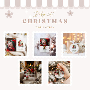 Cartão De Festividades Xadrez Rustic 3 Foto Primeiro Natal