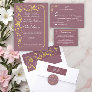 Casamento Vitoriano Elegante Tudo Em Um Convite