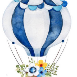 Convite Chá de fraldas Floral marinho Blue Hot Air Balloon