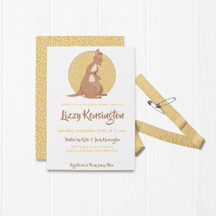 Convite Padrão Rosa Chá de Garota Canguru