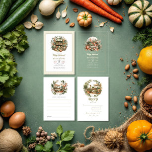Cartão RSVP Chá de fraldas De Mercado Rustic Local Para Agricu