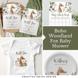 Boho Woodland Fox Chá de panela Bingo