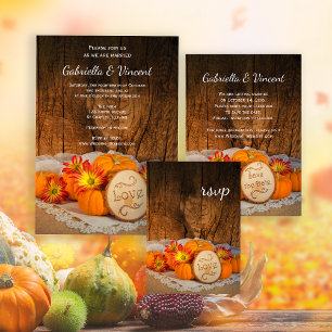 Convite Magnético Casamento Rustic Pumpkins Fall Barn