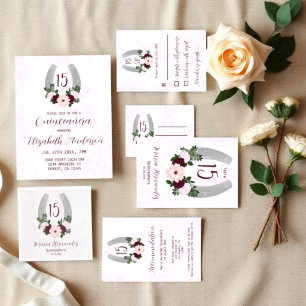 Convite Ferradura Floral Ocidental Quinceanera