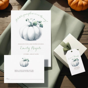 Convite Vintage White Little Pumpkin Fall Chá de fraldas