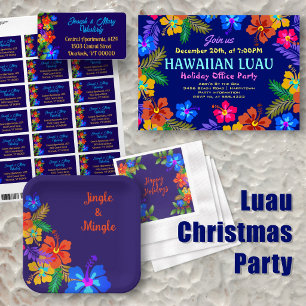Convite Hibiscus do Partido Havaiano Luau Holiday na Holly