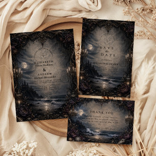 Convite Casamento Romântico de Costa Escura