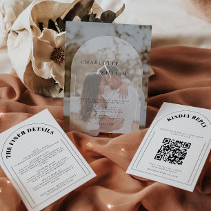 Cartão De Informações Detalhes do Casamento do Arco Elegante Clássico