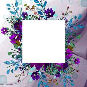 Convite Casamento De Tinta De Álcool Botânico De Teal Roxo