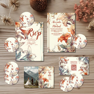 Convite Vintage Floral Art Nouveau Wedding