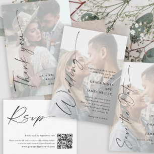 Convite Casamento de Fotografias com Script Elegante Moder