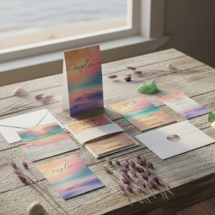 Cartão De Informações Detalhes da Recepção de casamento Rosa Sun Beach O