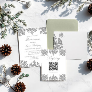 Convite Silver Snowflake Winter Quinceanera