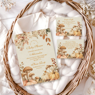 Convite Chá de fraldas Russo de Mushroom de Pumpkin