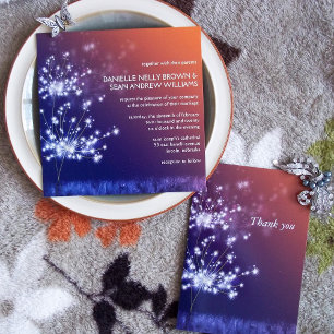 Convite Twilight Dandelions Floral Weding