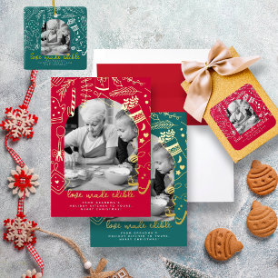 Ornamento De Cerâmica Receita de Natal Holiday Baking Red Photo