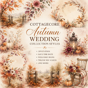 Convite Casamento Outonal Rústico Cottagecore Romântico