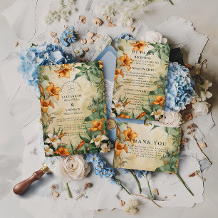 Convite Casamento Floral Botânico Antigo